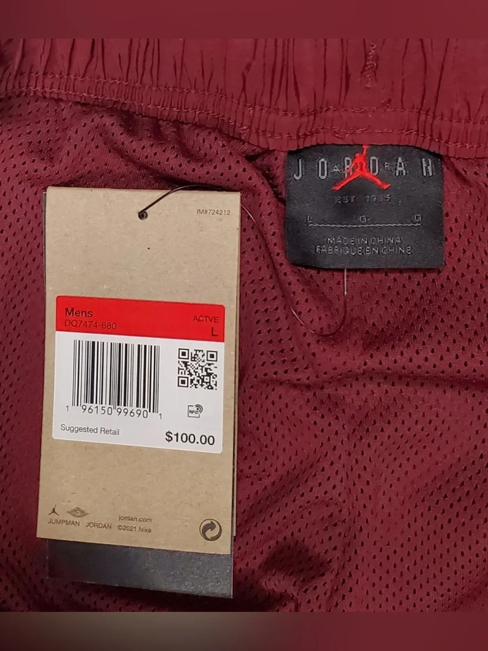 Air Jordan Men’s Nylon Woven Warm Up Track Pants Sweatpants joggers DQ7474-680